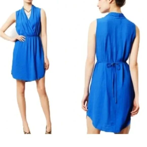 MAEVE ANTHROPOLOGIE • Liban Shawl Sleeveless Shirt Dress sky blue size SP - Picture 1 of 3